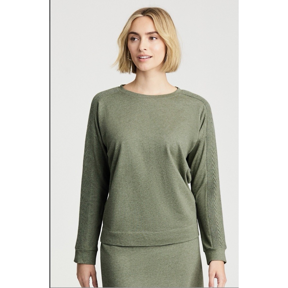 NWT J.Jill Sweater-Trimmed Sweatshirt Size XL Sage Green Career Teacher - Picture 2 of 8